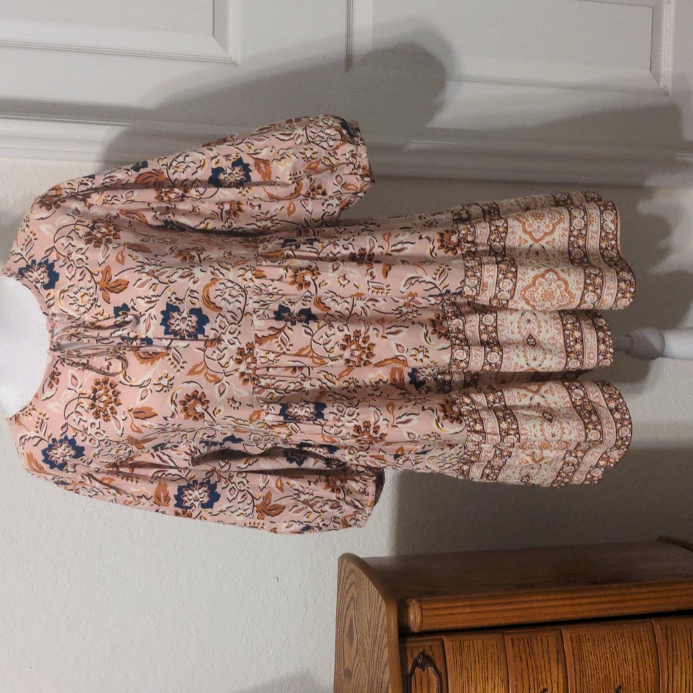 BOG Collective Women's Boho Style Floral Ruffle Dress. Size S